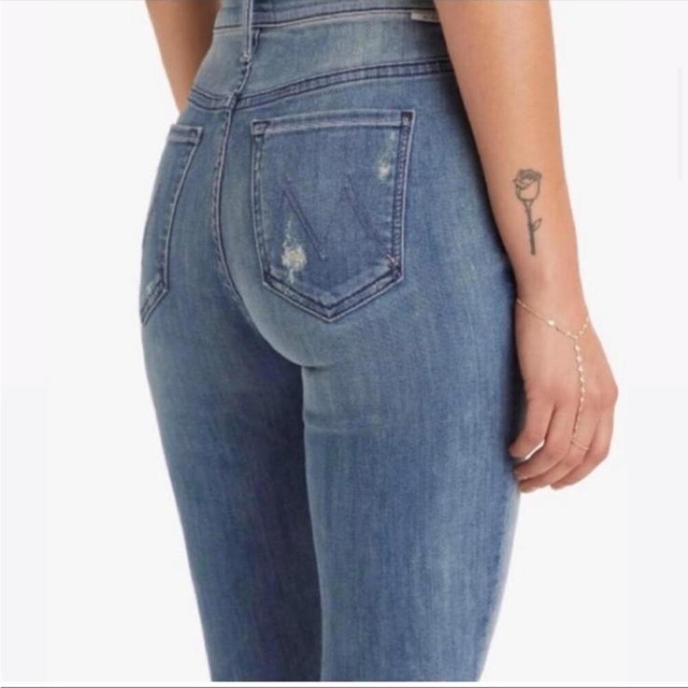 MOTHER The Stunner Ankle Fray Graffiti Girl Denim Distressed Jeans Women’s sz 24 - Picture 14 of 15